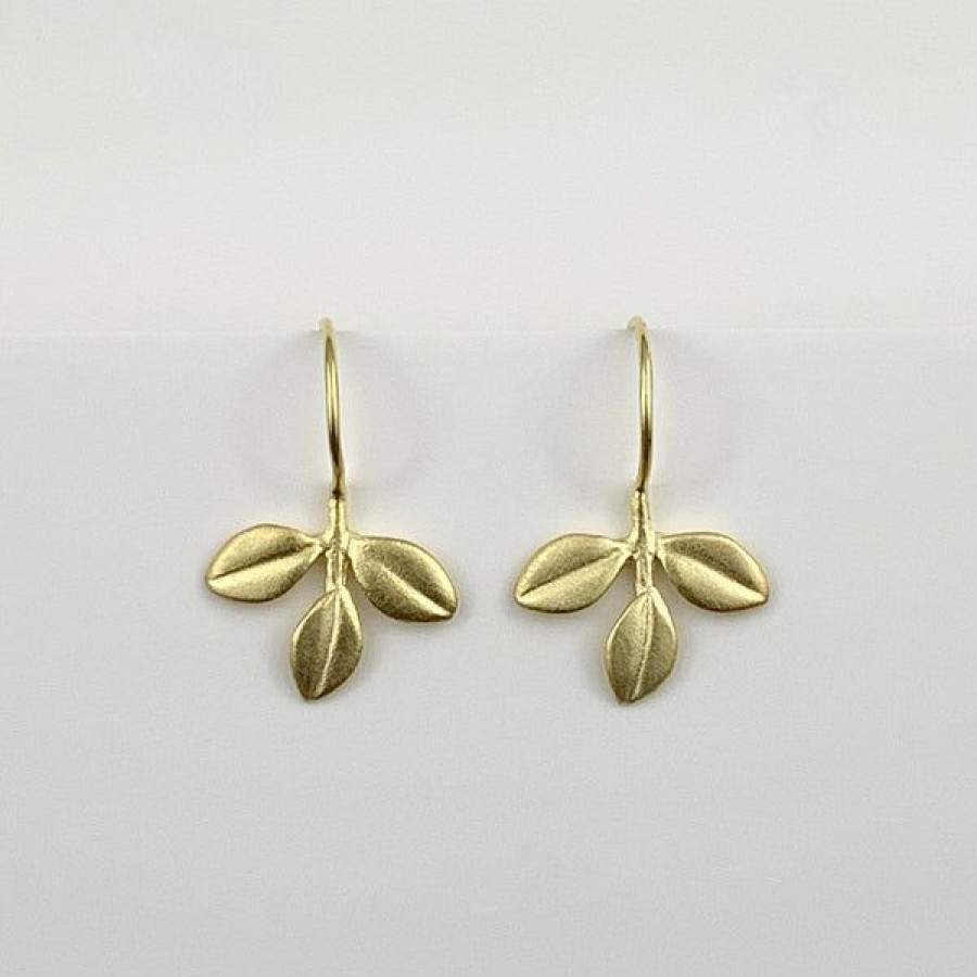 Jewelry Elise Moran | Three Leaf Vermeil Earrings