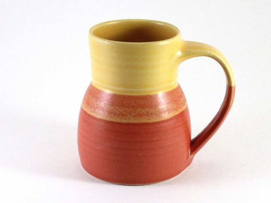 Pottery One Acre Ceramics | Tall Mug With Wide Base, Yellow/Orange