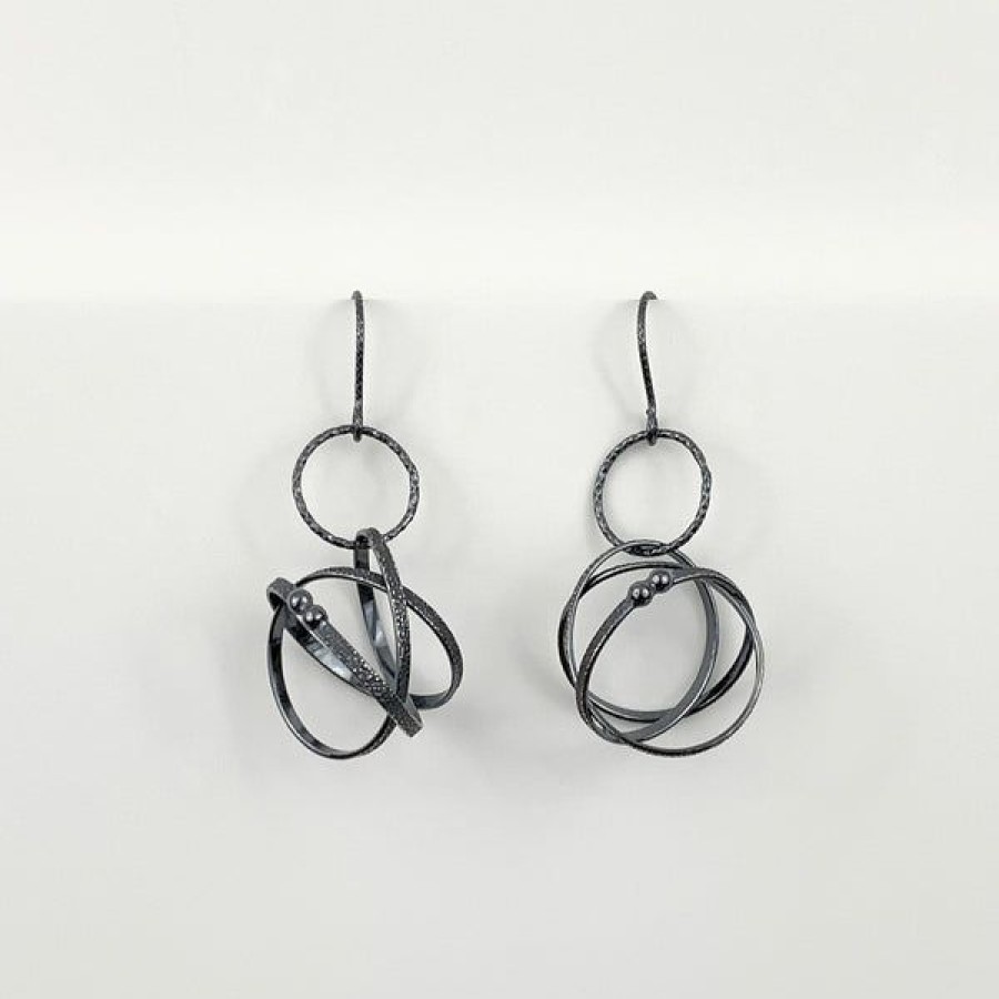 Jewelry K Maley Jewelry | Small Oxidized Mobius Earrings W/Circle