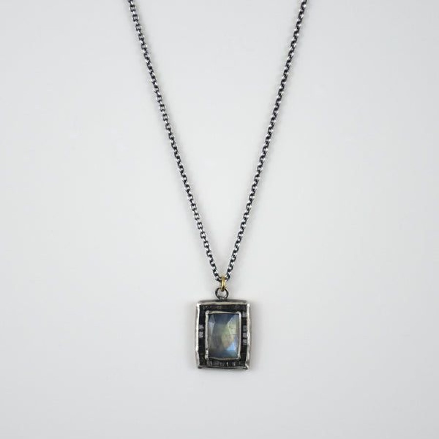 Jewelry Austin Titus Studio | Diamond Framed Moonstone Necklace