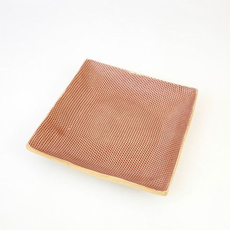 Pottery Terrafirma Ceramics | 9" Square Tray Honeycomb, Poppy