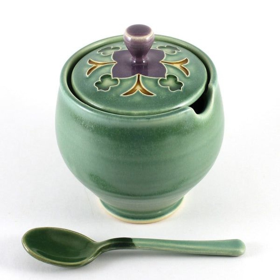 Pottery One Acre Ceramics | Sugar Bowl, Wildflower, Green/Purple