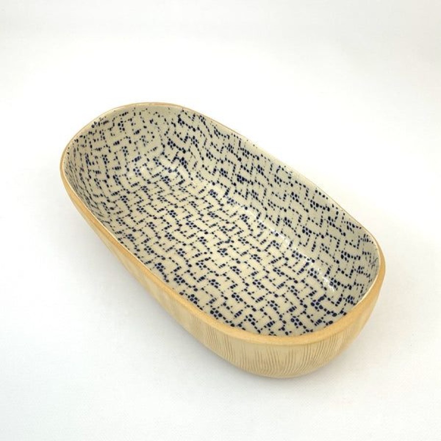 Pottery Terrafirma Ceramics | Bread Basket, Maze Cobalt