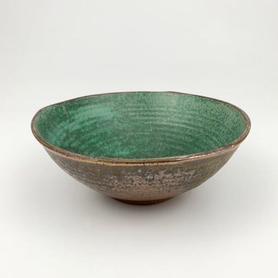 Pottery Kerry Brooks | Off Center Bowl With Green Glaze, Large