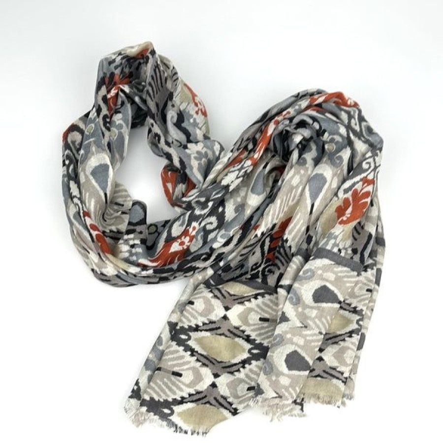 Accessories Kinross Cashmere | Oceana Ikat, Silver Multi