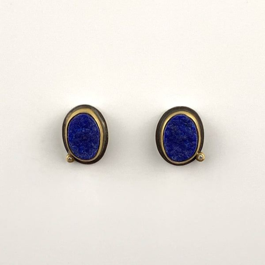 Jewelry Khalsa, Ananda | Natural Surface Lapis Stud Earrings