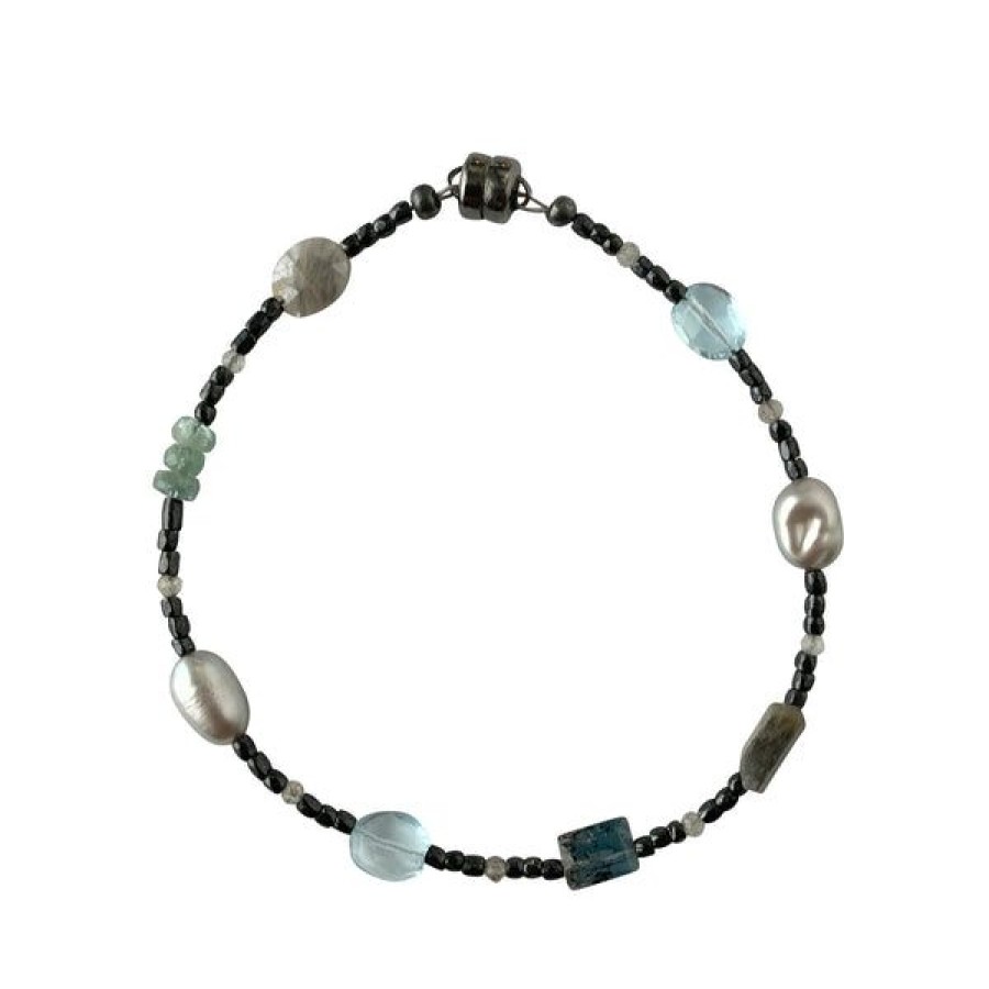 Jewelry Hoadley Gallery | Multi Stone Bracelet With Gunmetal Glass