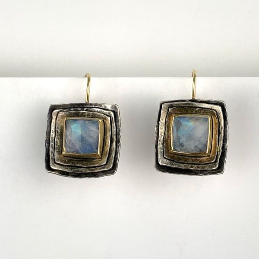 Jewelry Austin Titus Studio | Square Cusp Earrings With Moonstone