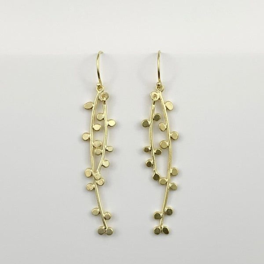 Jewelry Elise Moran | Long Vermeil Double Sprig Earrings