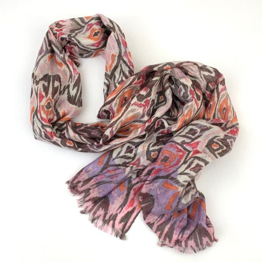 Accessories Kinross Cashmere | Surfside Geo Print-Flamingo Multi