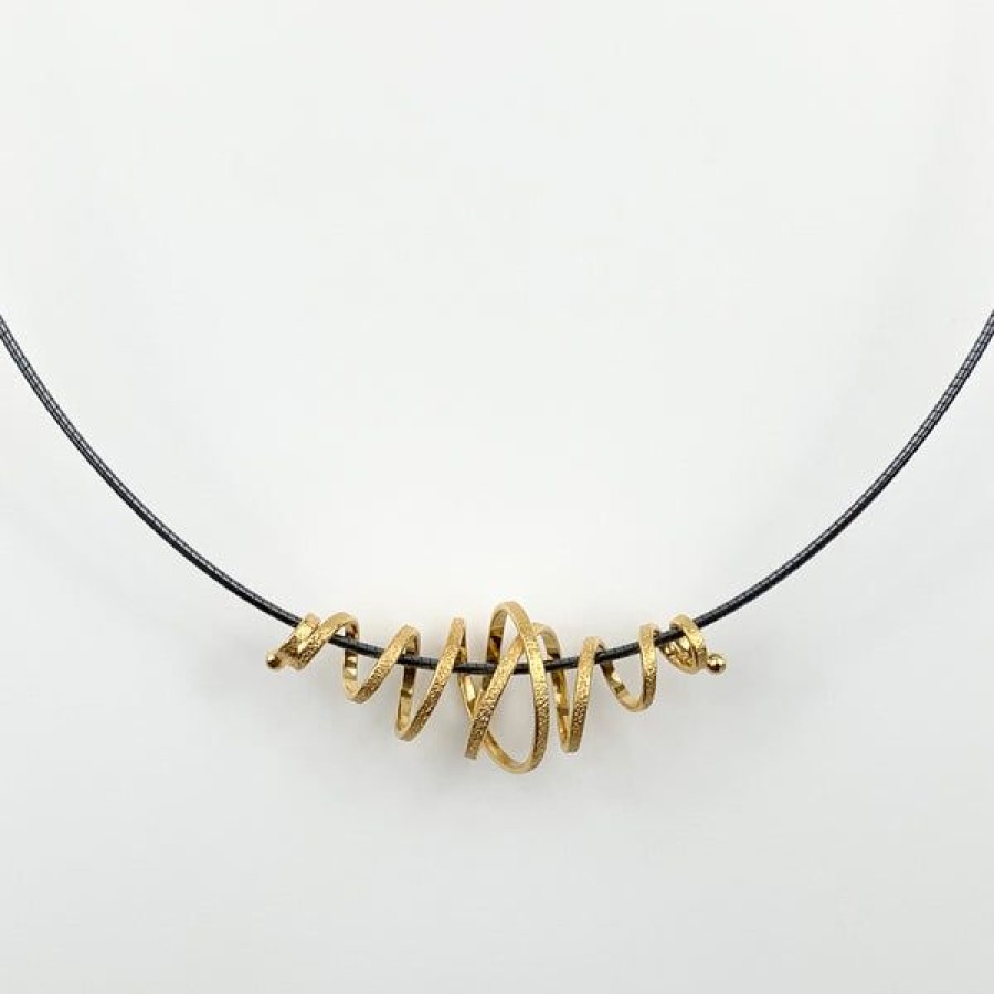 Jewelry K Maley Jewelry | Vermeil Coil Pendant On Oxidized Cable