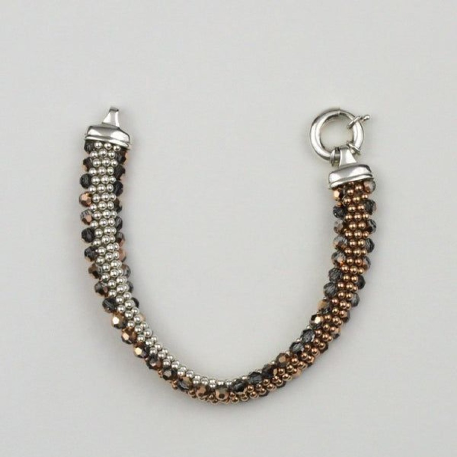 Jewelry Dovera Designs | Crocheted Bracelet, Silver/Rose Gold