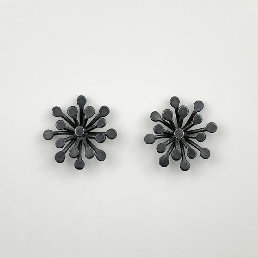 Jewelry Elise Moran | Medium Oxidized Silver Supernova Posts