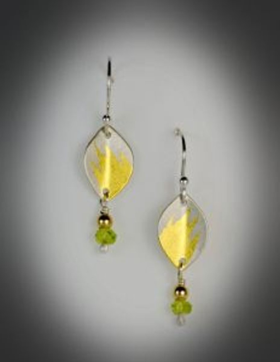 Jewelry Judy Neugebauer | Silver And Gold Leaf Peridot Earrings