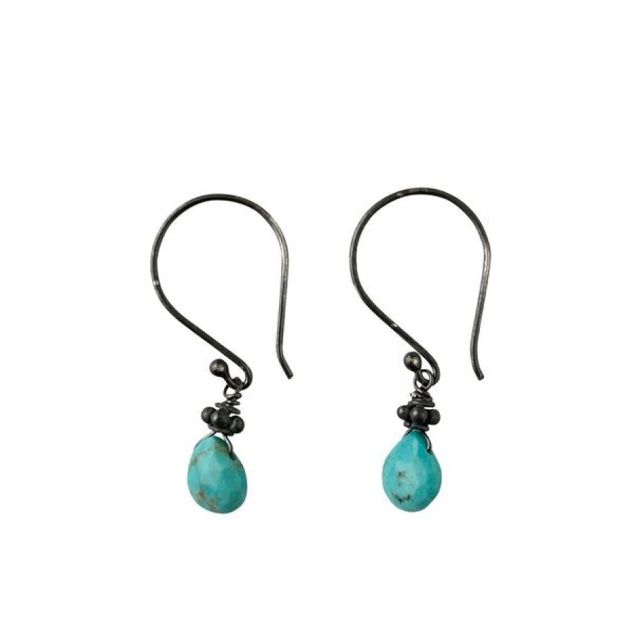 Jewelry Hoadley Gallery | Tiny Oxidized Turquoise Earrings