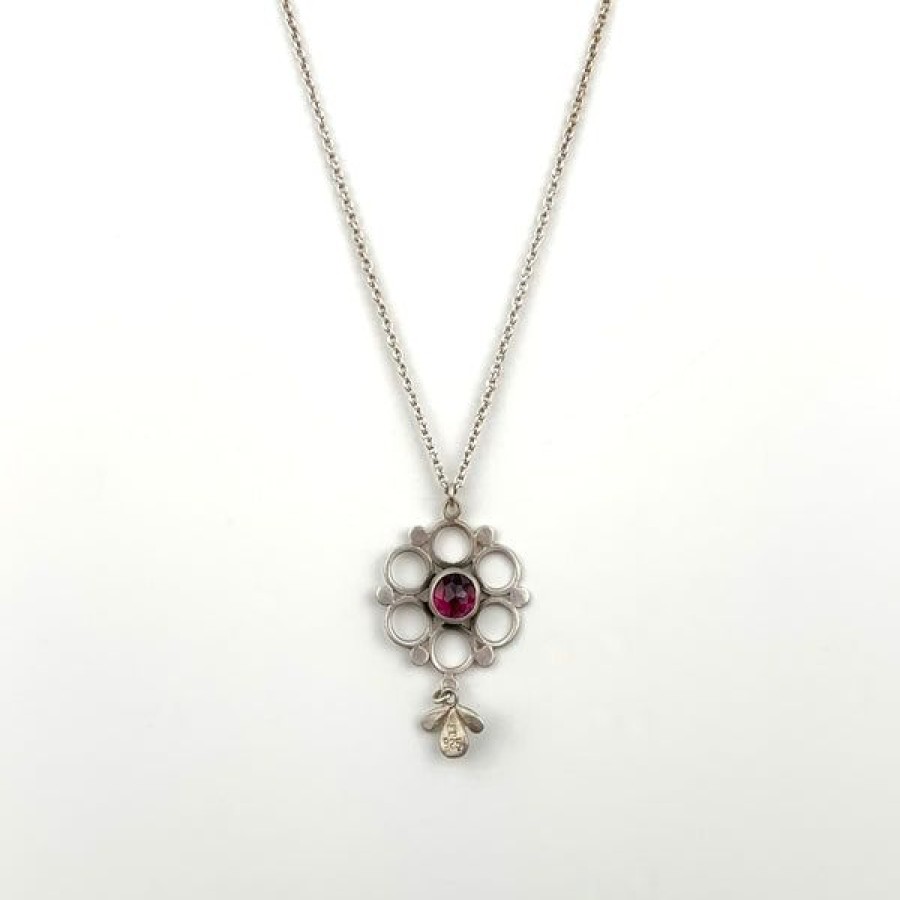 Jewelry Khalsa, Ananda | Mandala And Garnet Silver Necklace