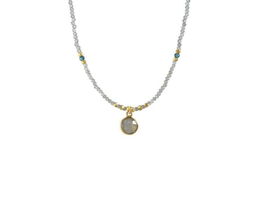 Jewelry Alicia Van Fleteren | Labradorite Gold Bezel Charm Necklace