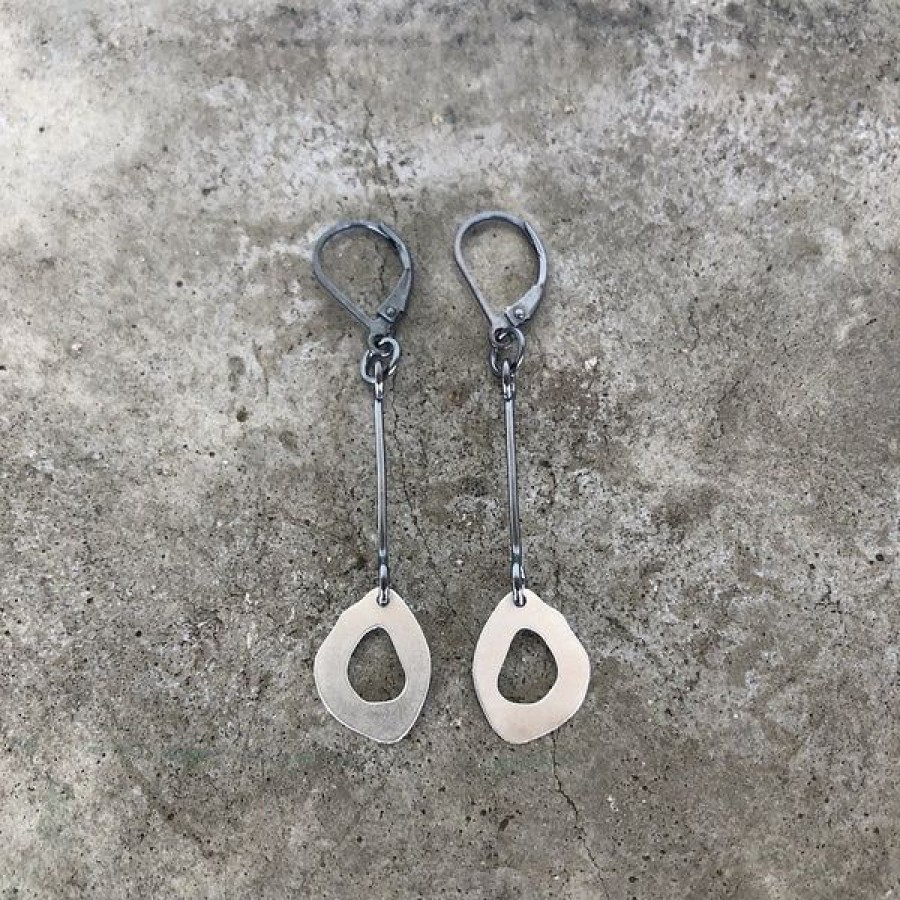 Jewelry Lisa Crowder | Tiny Two Tone Dangle Earrings With Bar