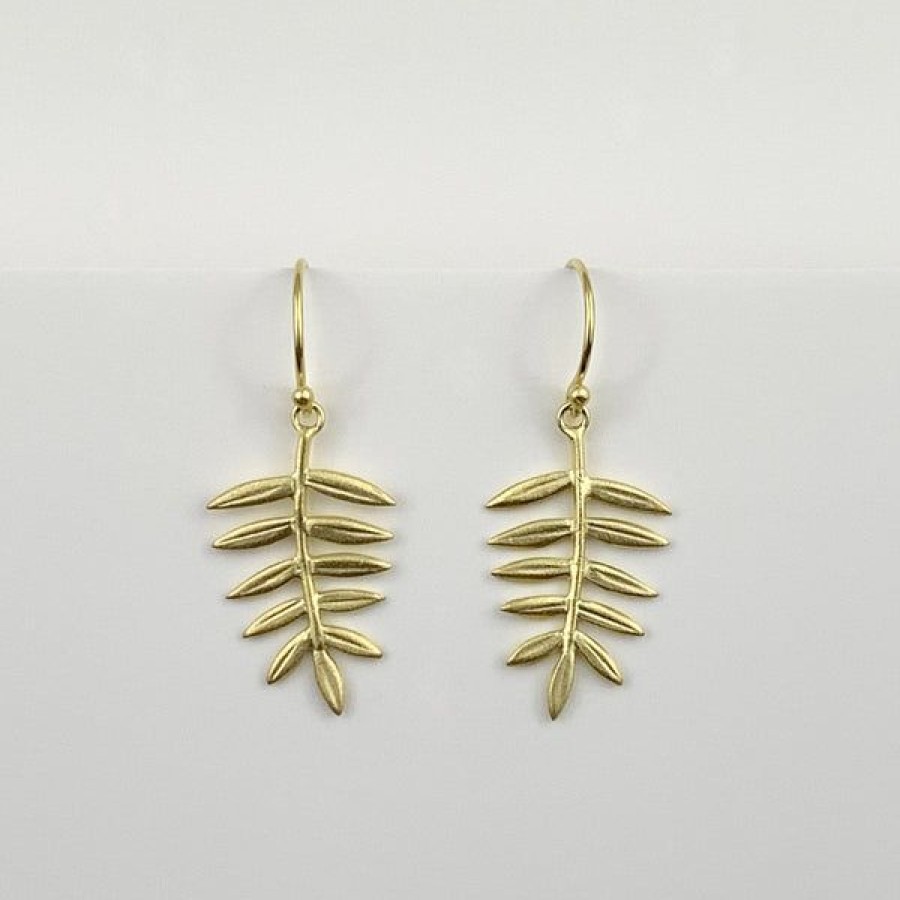 Jewelry Elise Moran | Small Vermeil Fern Earrings