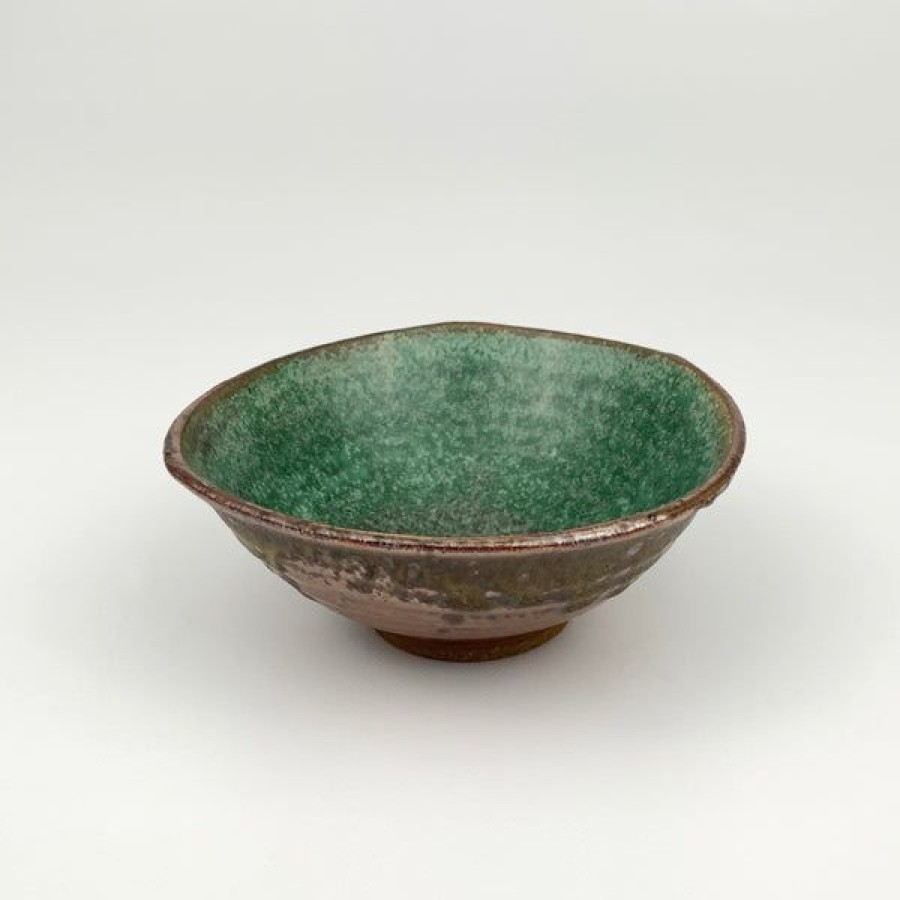 Pottery Kerry Brooks | Off Center Bowl With Green Glaze, Small