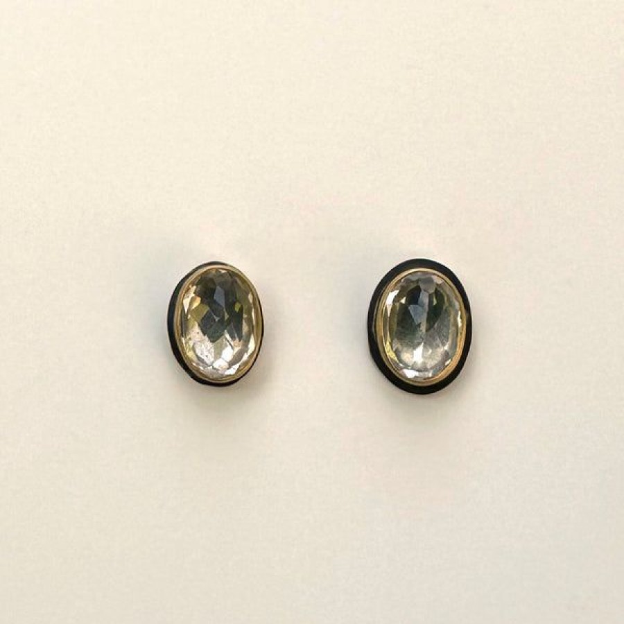 Jewelry Khalsa, Ananda | Oval White Topaz Stud Earrings