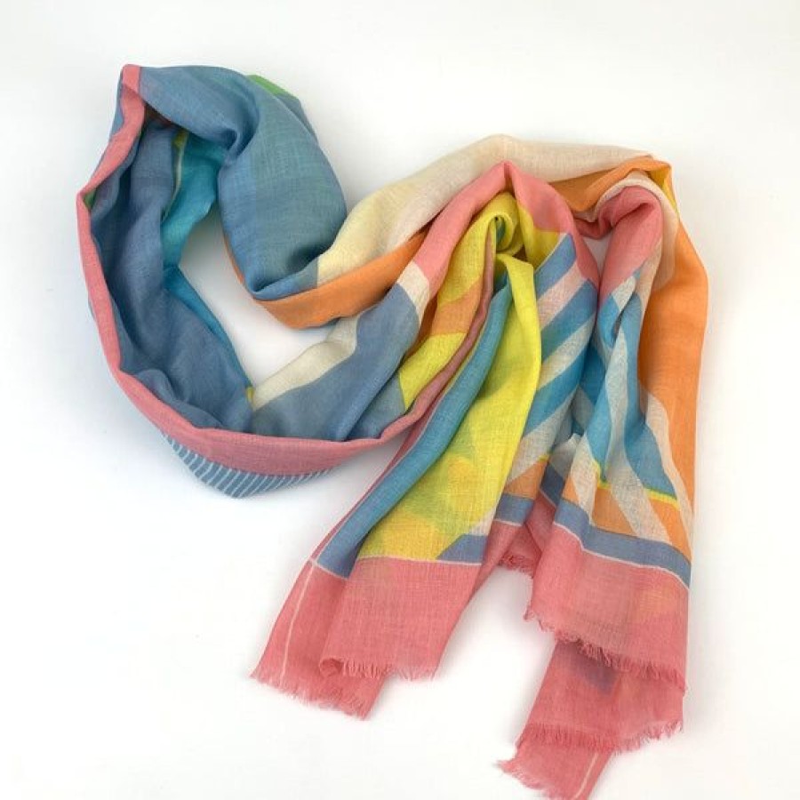 Accessories Kinross Cashmere | Athens Abstract Print Scarf-Multi