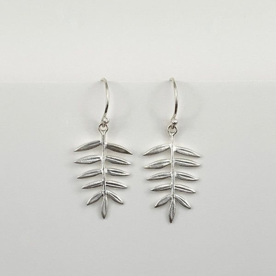 Jewelry Elise Moran | Small Sterling Silver Fern Earrings