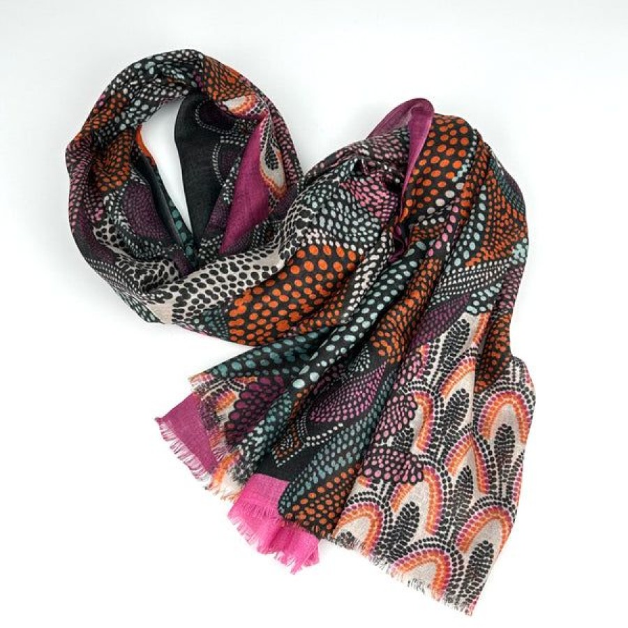 Accessories Kinross Cashmere | Mosaic Foliage, Black Multi