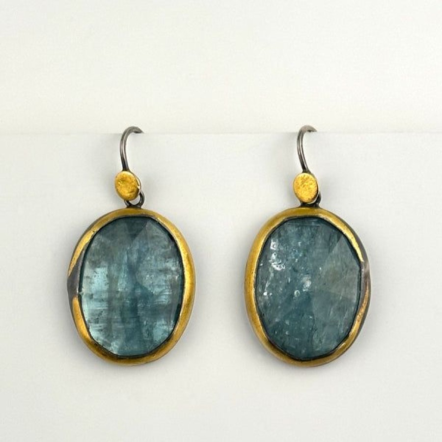 Jewelry Austin Titus Studio | 24K Rimmed Sky Blue Kyanite Earrings