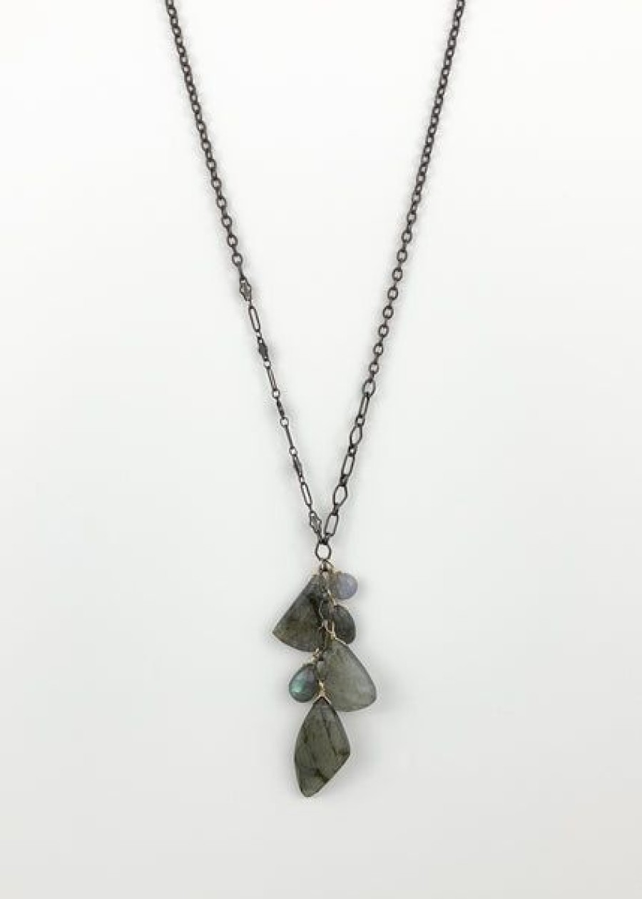 Jewelry Calliope Jewelry | Labradorite Cluster With Mixed Chain