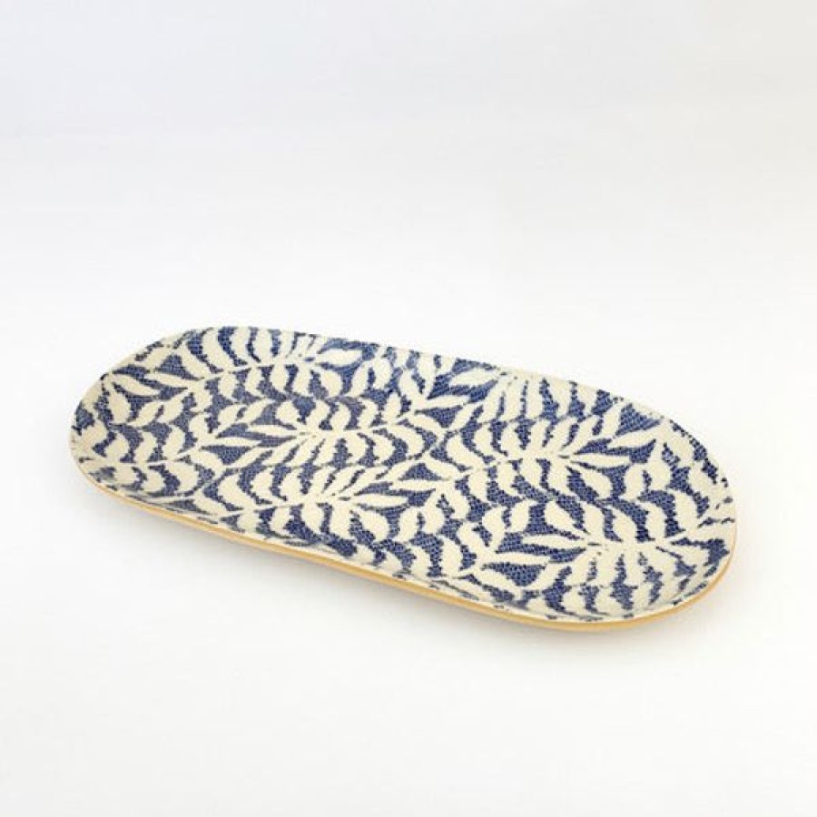 Pottery Terrafirma Ceramics | Bread Tray Fern, Cobalt