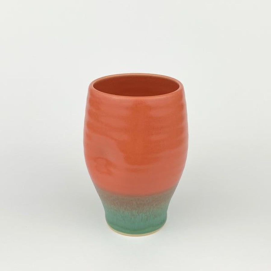 Pottery One Acre Ceramics | Thumb Cup, Orange/Green