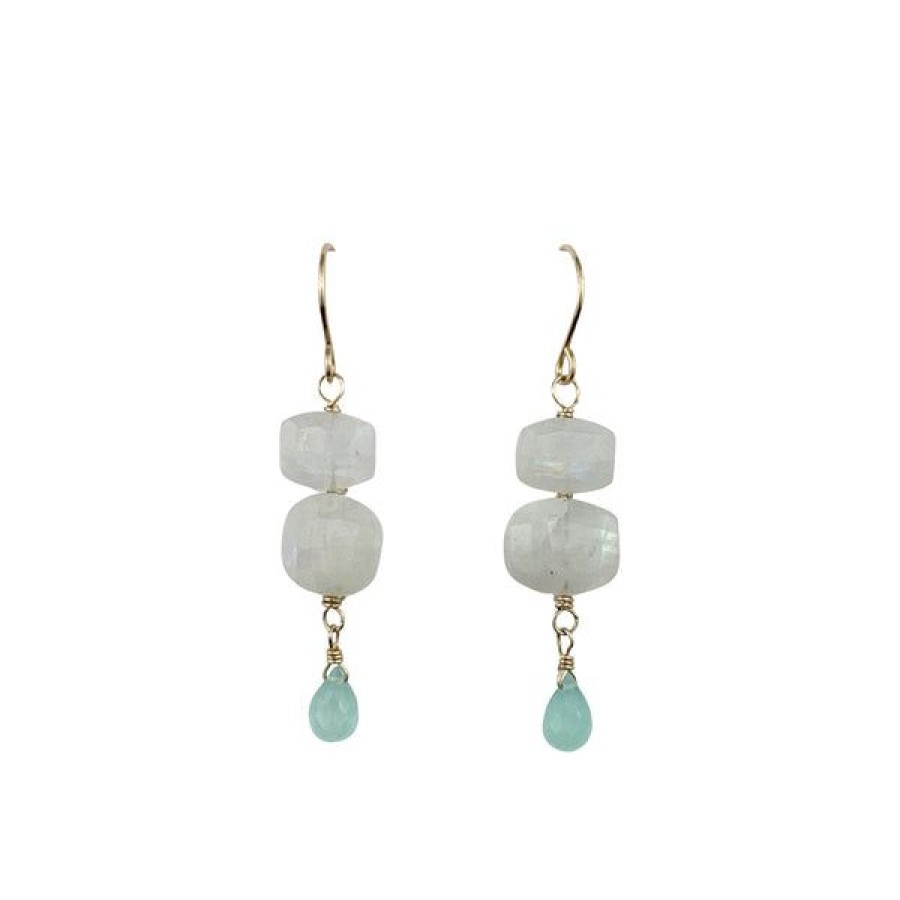 Jewelry Calliope Jewelry | Moonstone And Chalcedony Earrings