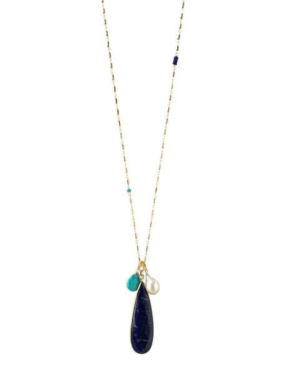 Jewelry Hoadley Gallery | Lapis Pendant With Turquoise And Pearl